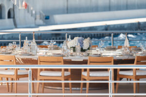 Luxurious superyacht table setting